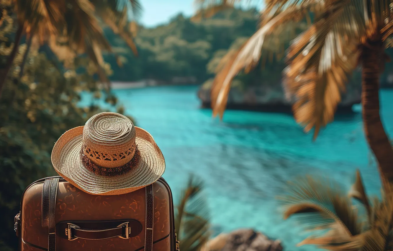 Photo wallpaper sea, beach, summer, stay, suitcase, summer, holidays, resort