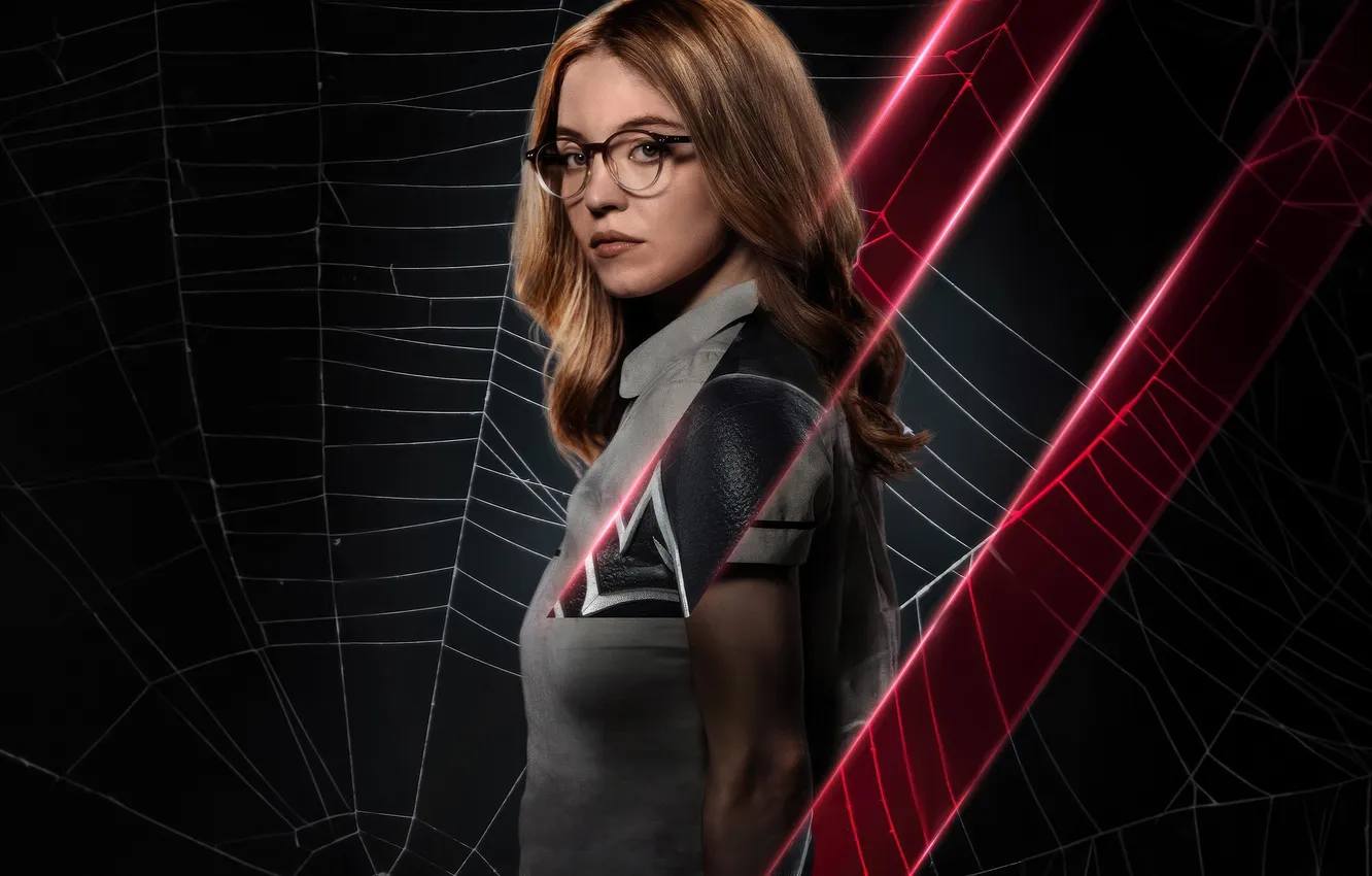 Photo wallpaper look, pose, web, makeup, figure, glasses, poster, Spider-woman