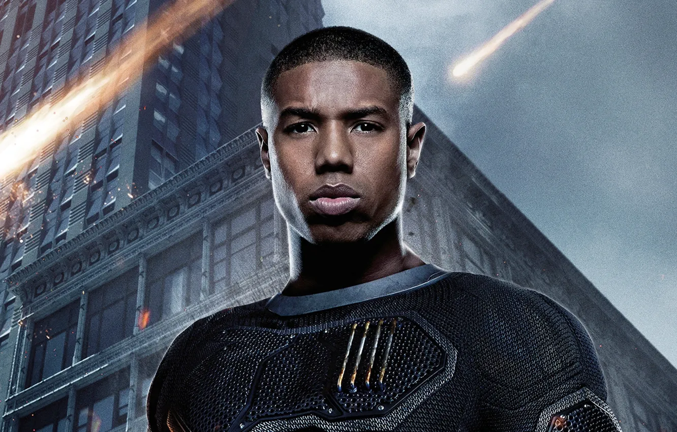 Photo wallpaper city, fire, flame, sky, man, Marvel, film, fantastic 4