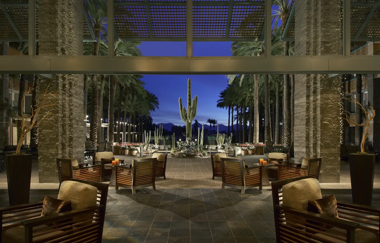 Photo wallpaper design, style, interior, chair, table, terrace