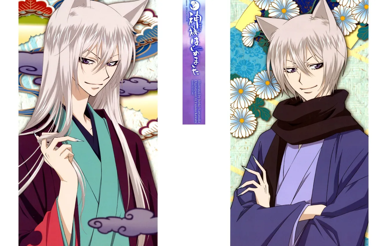 Photo wallpaper smile, God, scarf, kimono, ears, the demon-Fox, tomoe, very nice