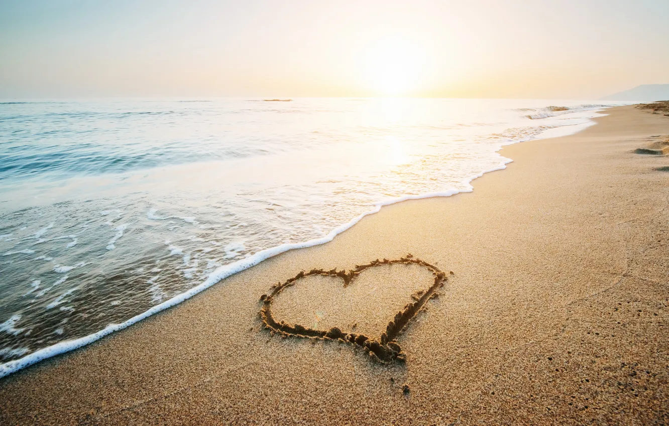 Photo wallpaper sand, sea, wave, beach, summer, the sky, love, shore