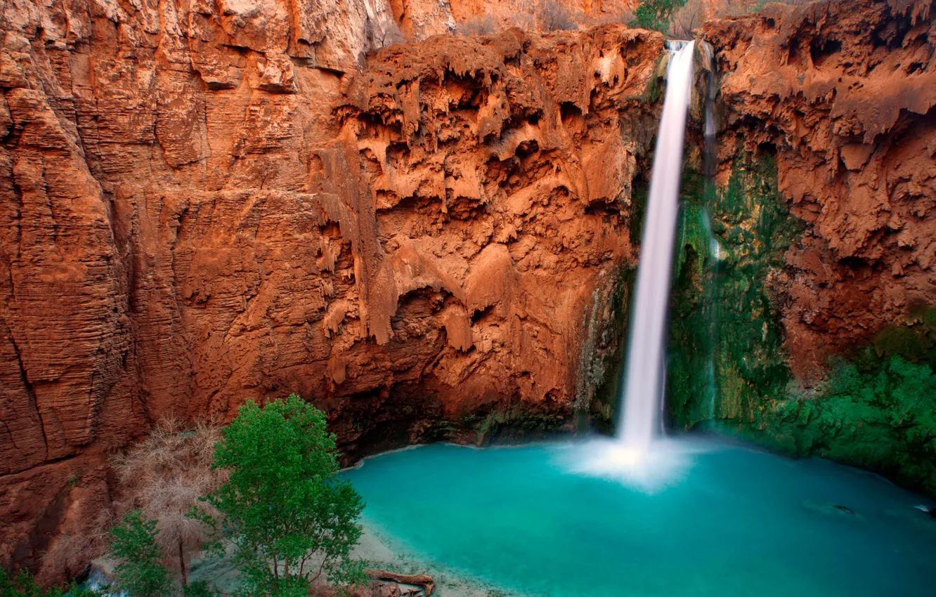 Photo wallpaper HDR, AZ, USA, canyon Havasu, falls Muni
