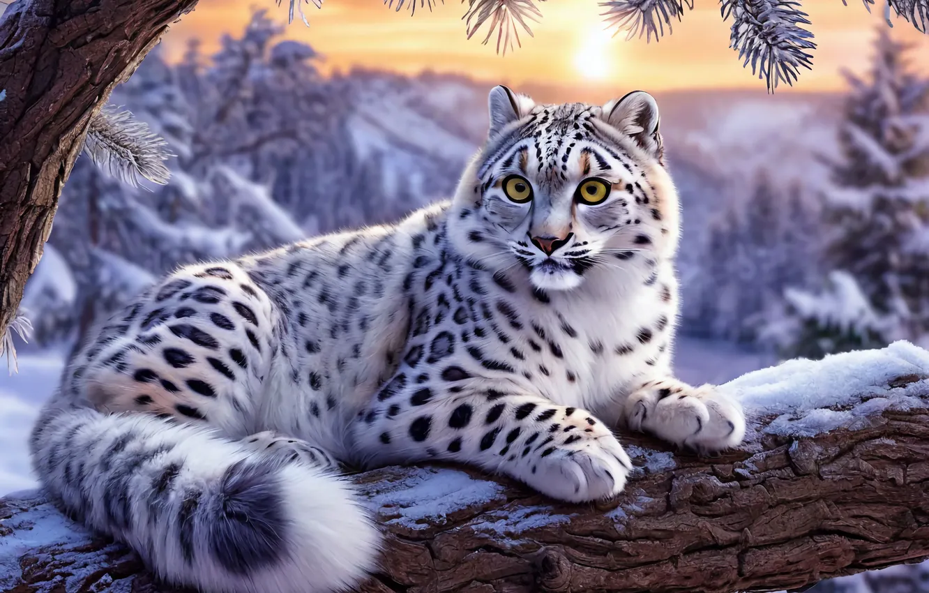 Photo wallpaper animal, IRBIS, snow leopard, big cat, Leopard, Snow leopard