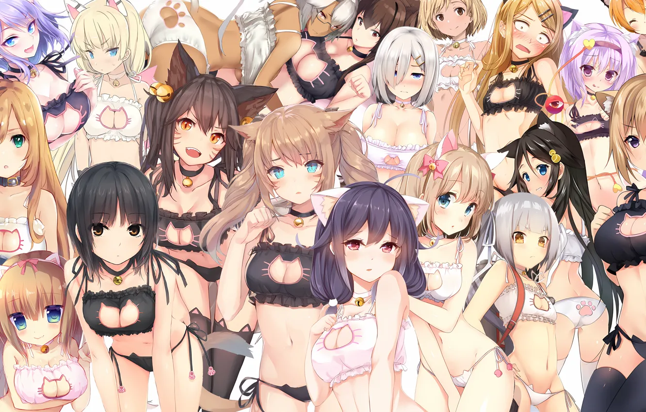 Photo wallpaper sexy, lingerie, ass, bra, cleavage, panties, pink hair, green eyes