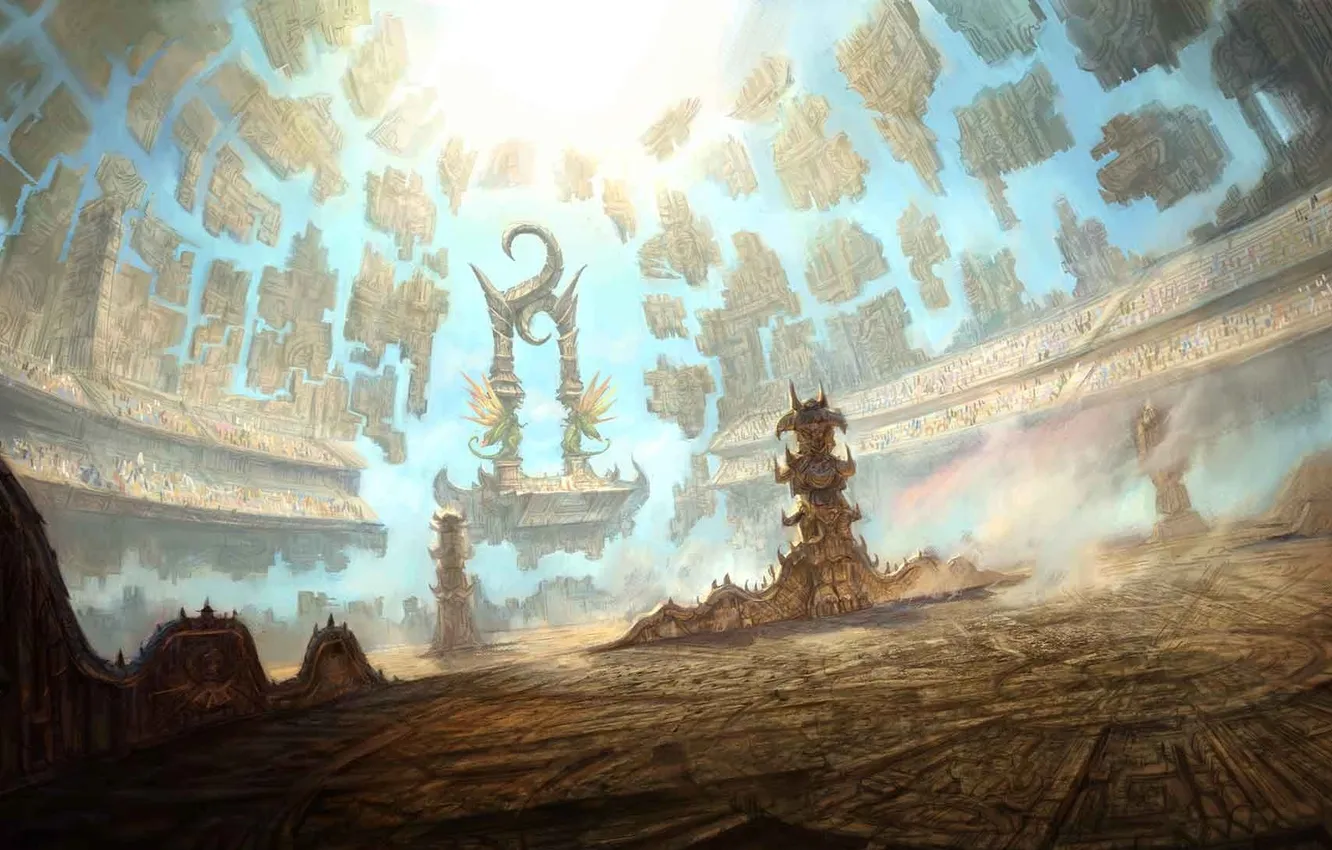 Photo wallpaper circles, stones, people, construction, art, part, the gates, flying