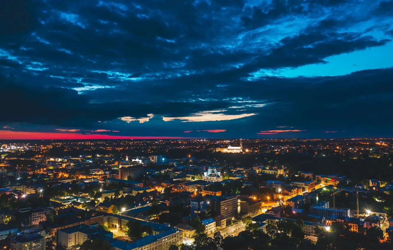 Photo wallpaper night, the city, Lithuania, Kaunas