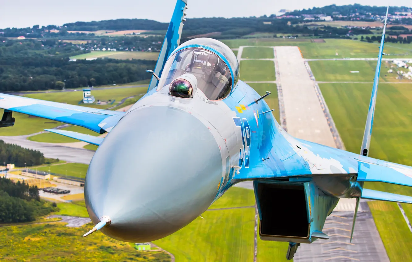 Photo wallpaper Fighter, Lantern, Ukraine, Su-27, Pilot, WFP, Cockpit, Ukrainian air force