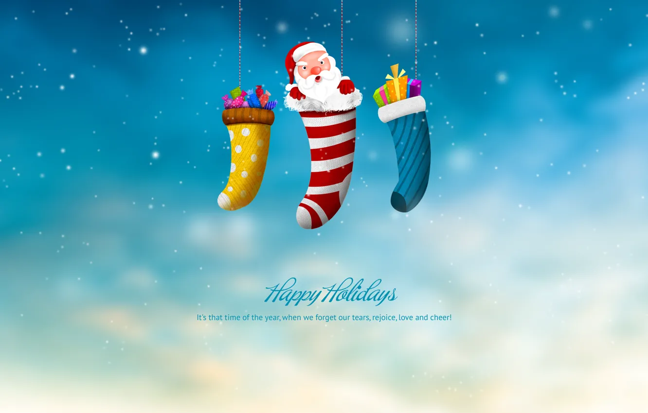 Photo wallpaper holiday, new year, Christmas, gifts, new year, Santa Claus, merry christmas, happy hollidays