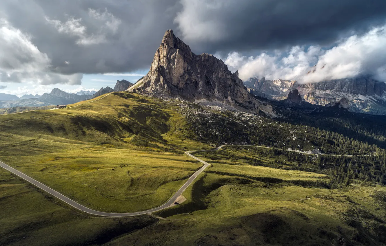 Photo wallpaper mountains, Italian Dolomites, Passo Giau