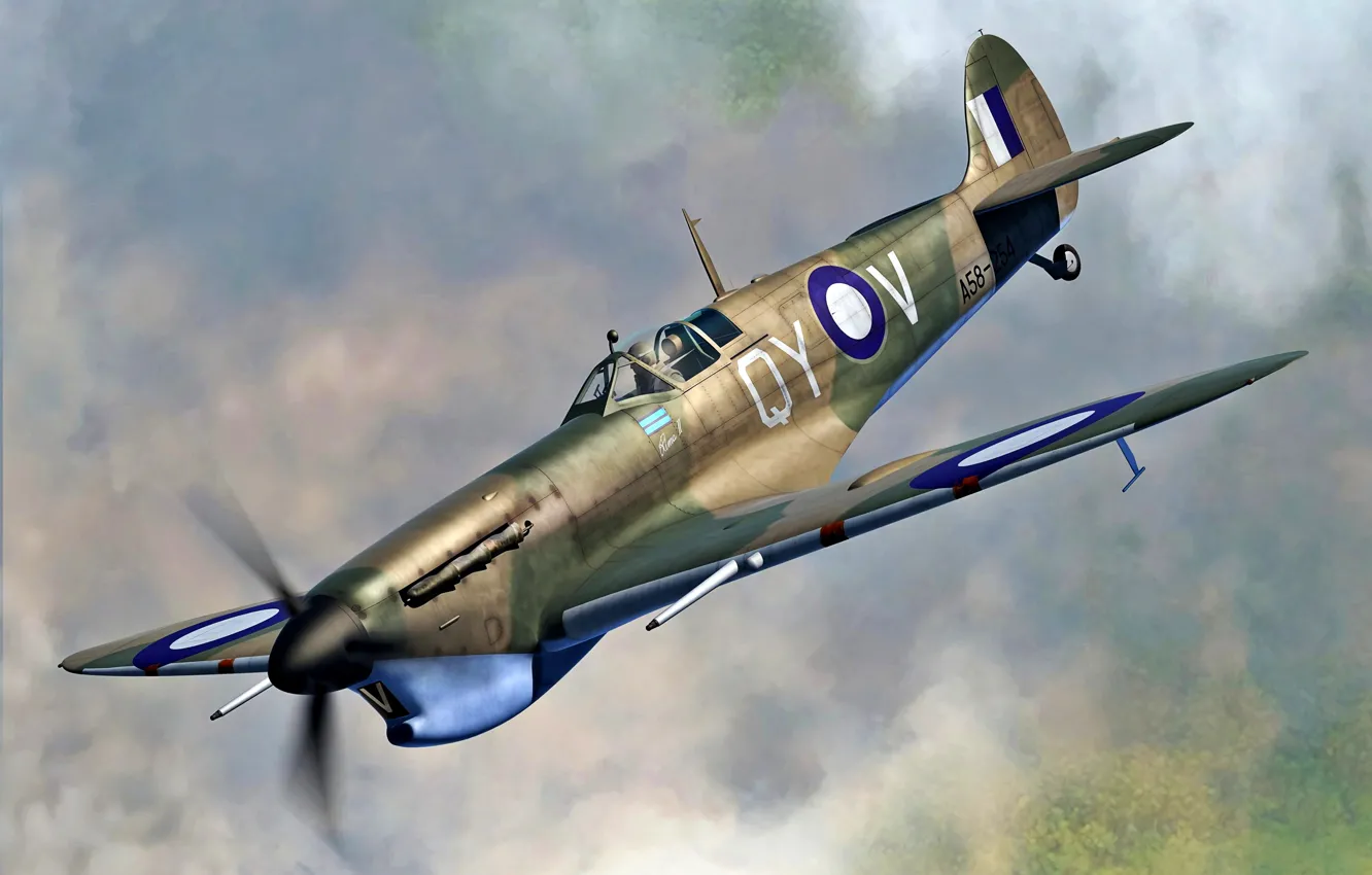 Photo wallpaper fighter, Supermarine Spitfire, RAAF, Spitfire Mk.Vc/trop, Spitfire Mk.V