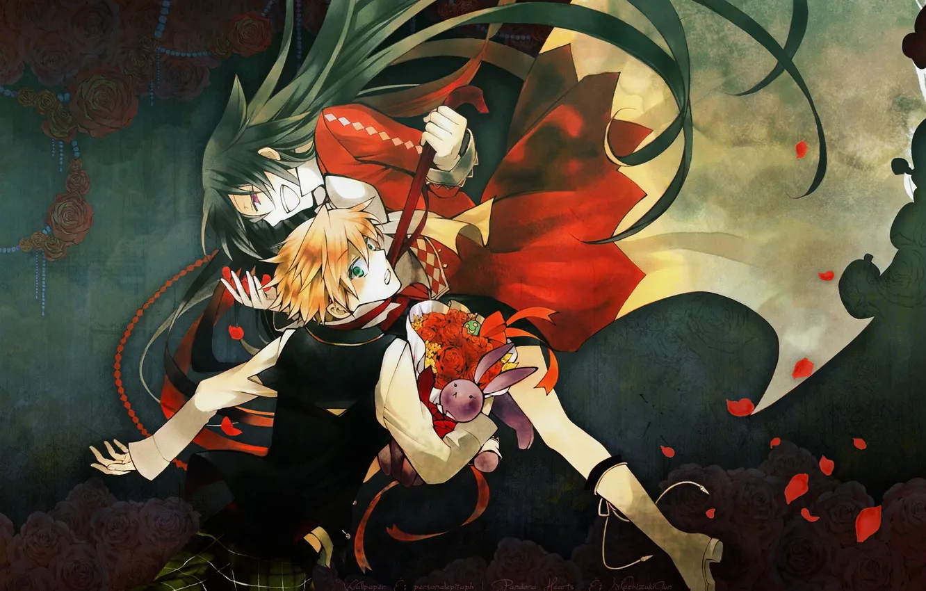 Photo wallpaper look, roses, rabbit, Alice, pandora hearts, Pandora hearts