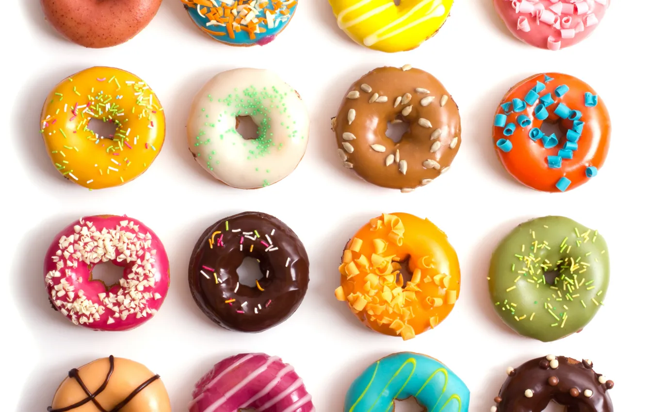 Photo wallpaper colorful, donuts, dessert, cakes, sweet, glaze, donuts