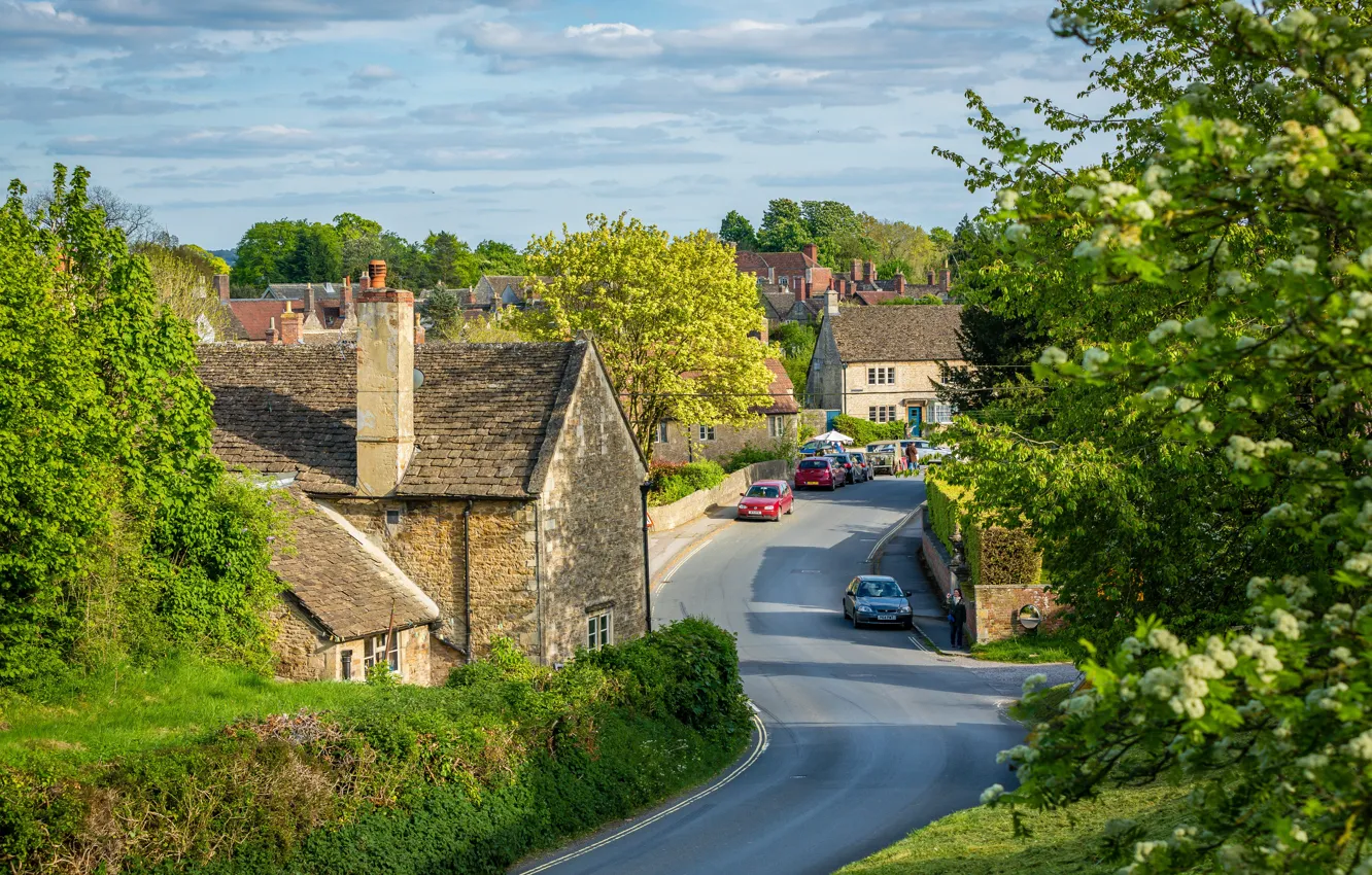 Photo wallpaper road, auto, street, England, home, street, houses, England