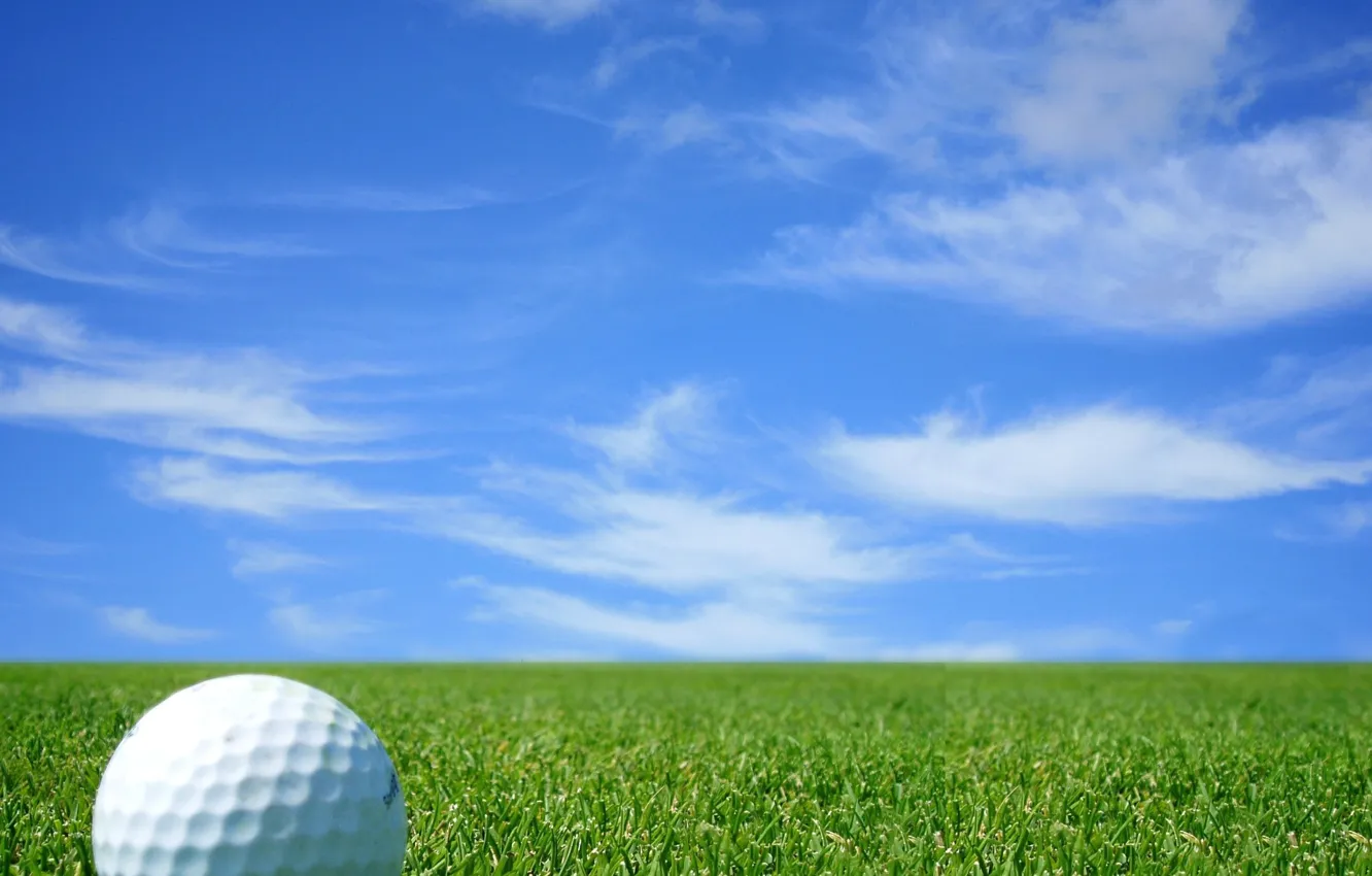 Photo wallpaper the sky, grass, clouds, the ball, Golf