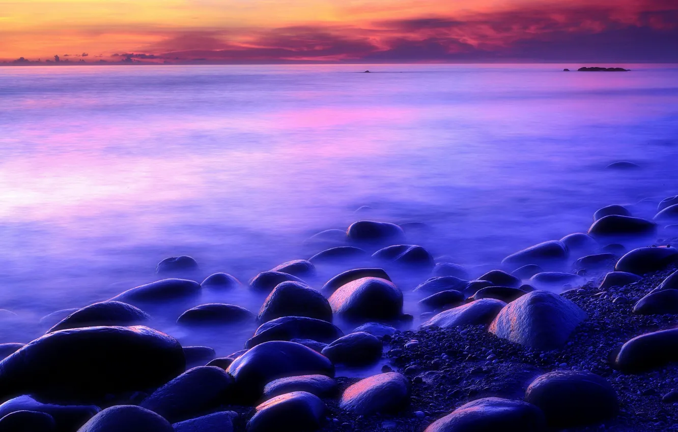 Photo wallpaper sea, stones, shore