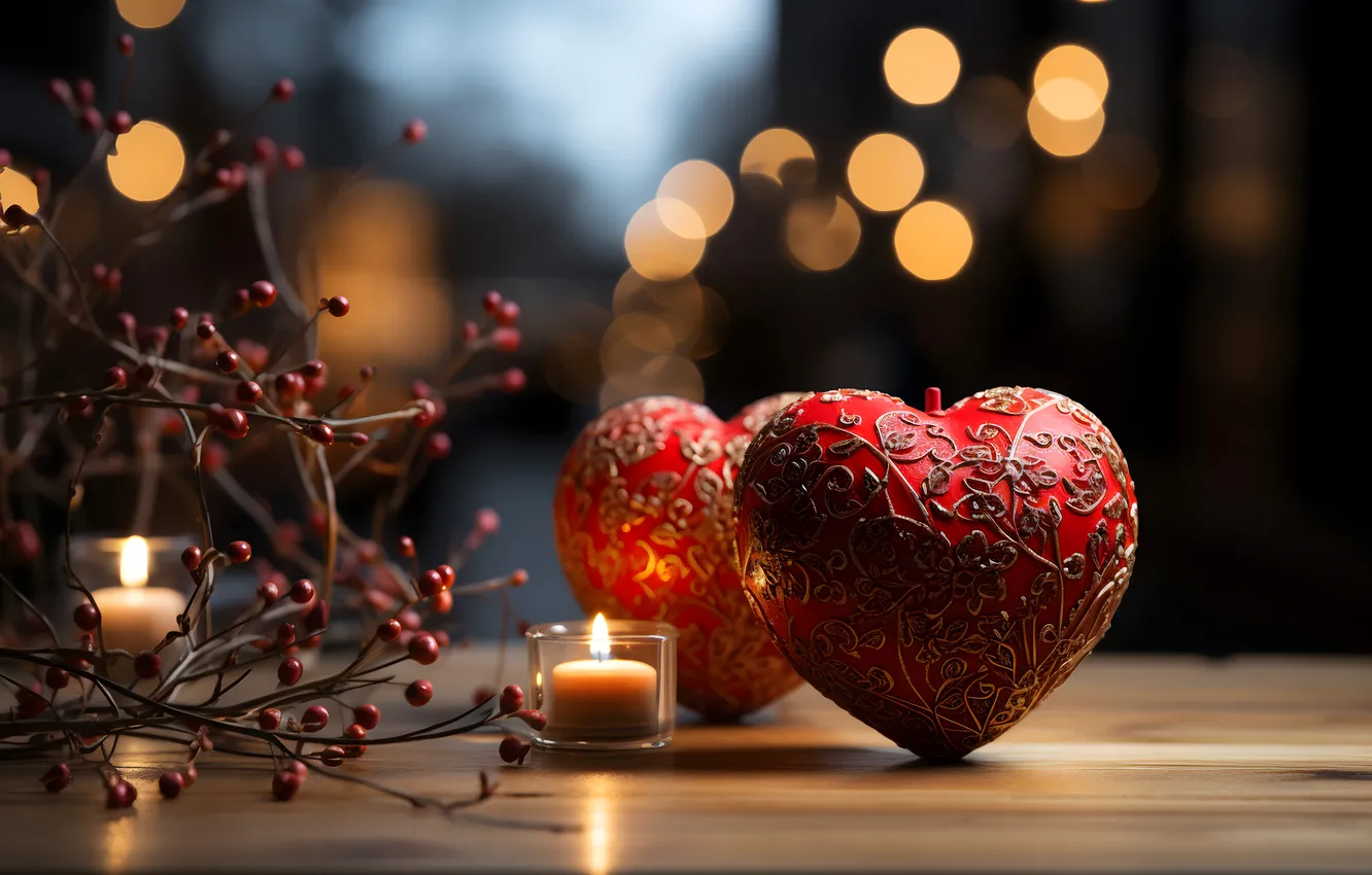 Photo wallpaper love, romance, heart, red, love, happy, Valentine's day, heart