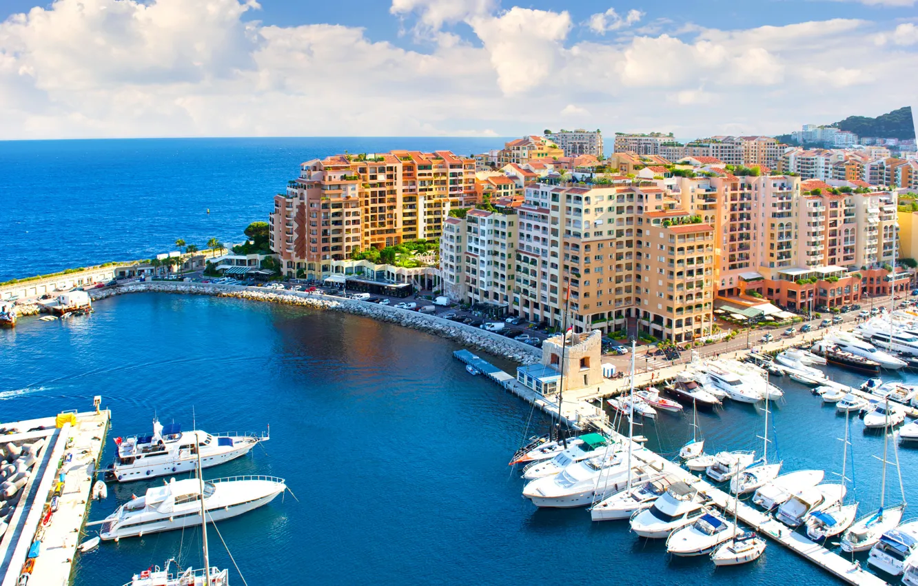 Photo wallpaper sea, the sky, the city, photo, home, pier, pierce, Monaco