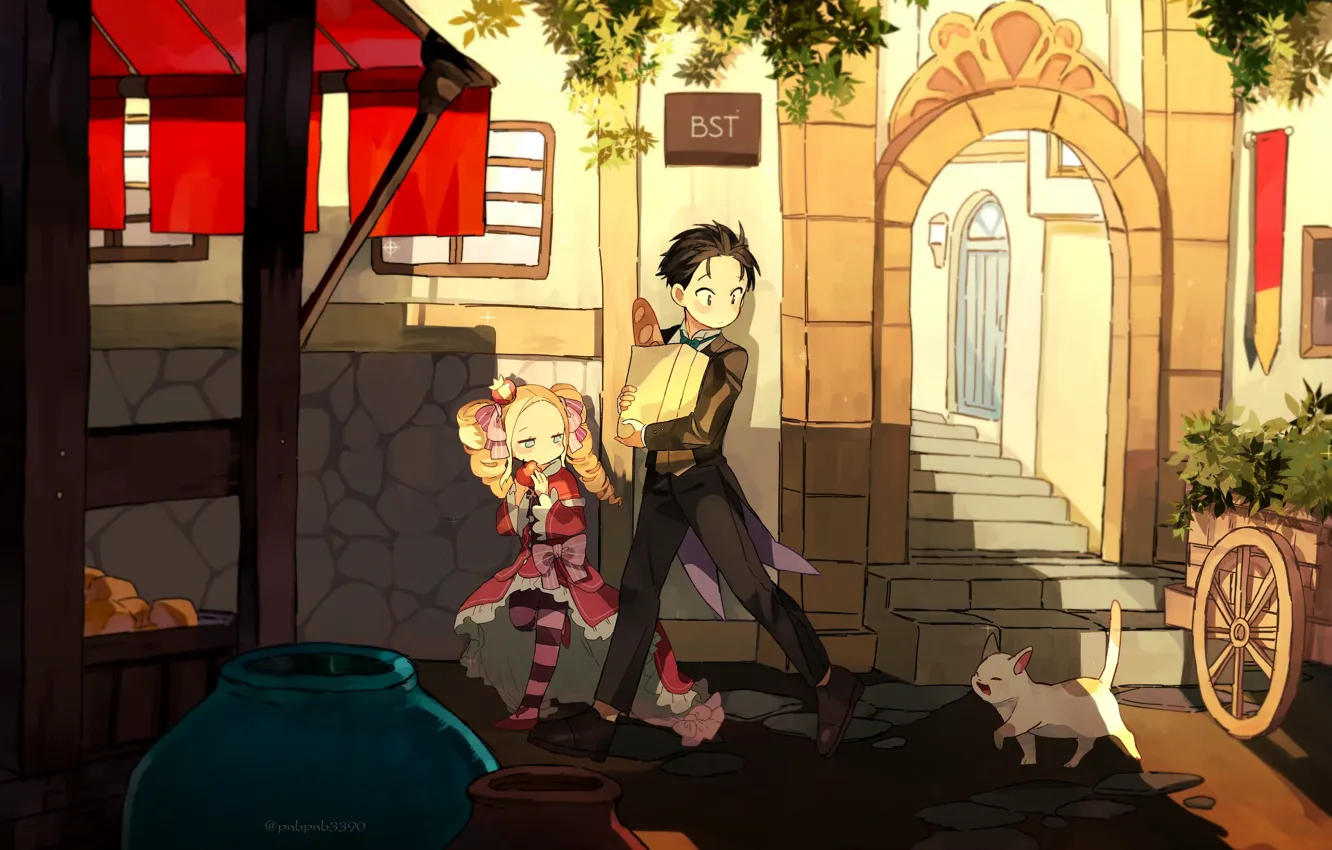 Photo wallpaper cat, Beatrice, Re: Zero kara hajime chip isek or Seikatsu, Natsuki Subaru