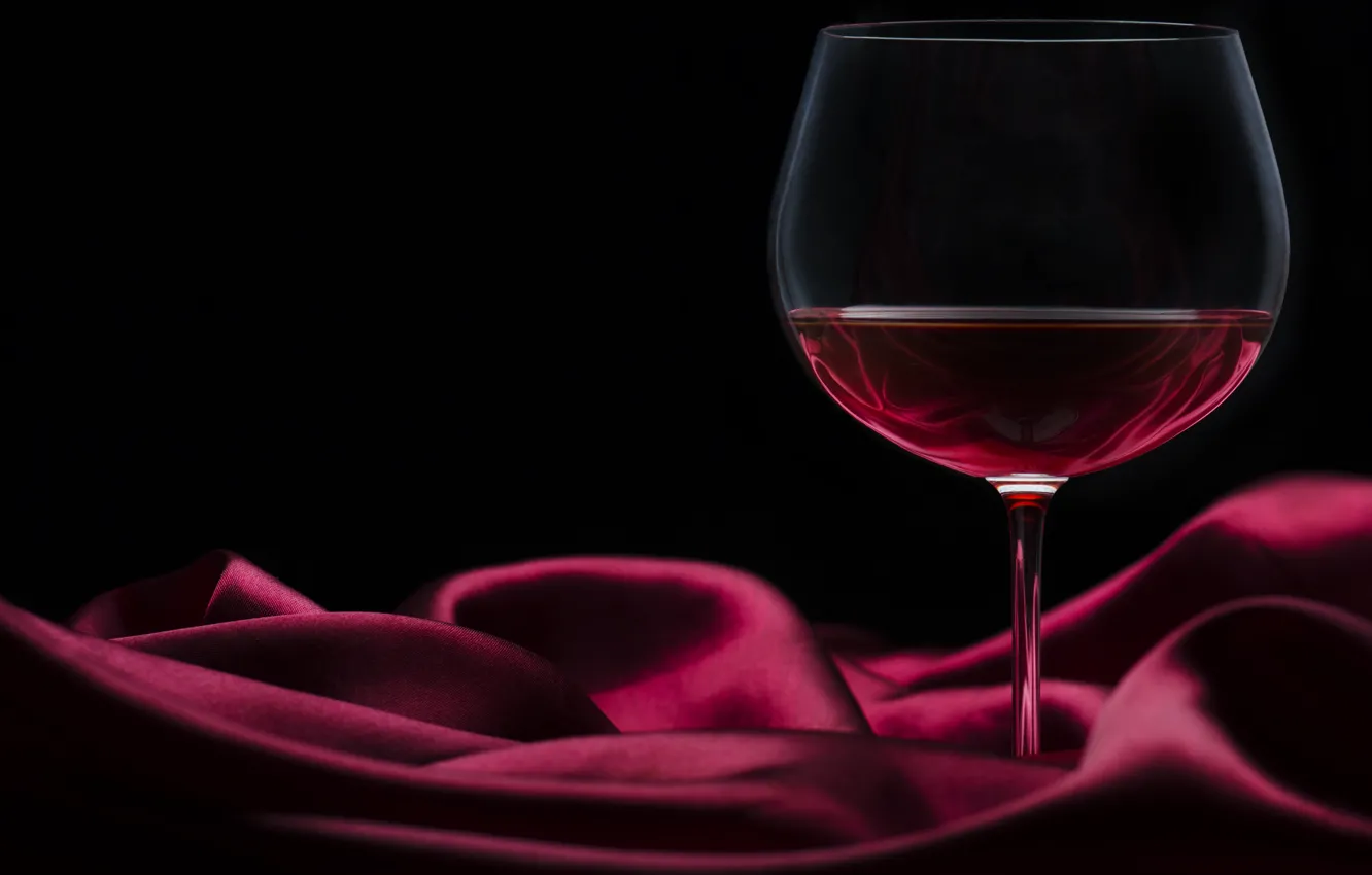 Photo wallpaper wine, red, glass, silk, black background, Burgundy, satin