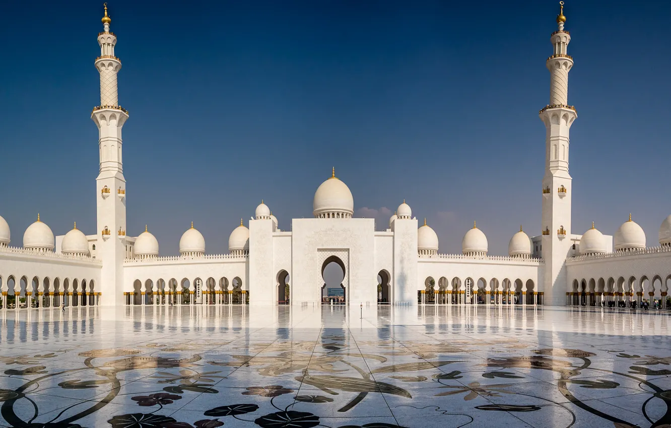 Photo wallpaper Abu Dhabi, UAE, The Sheikh Zayed Grand mosque, Grand mosque