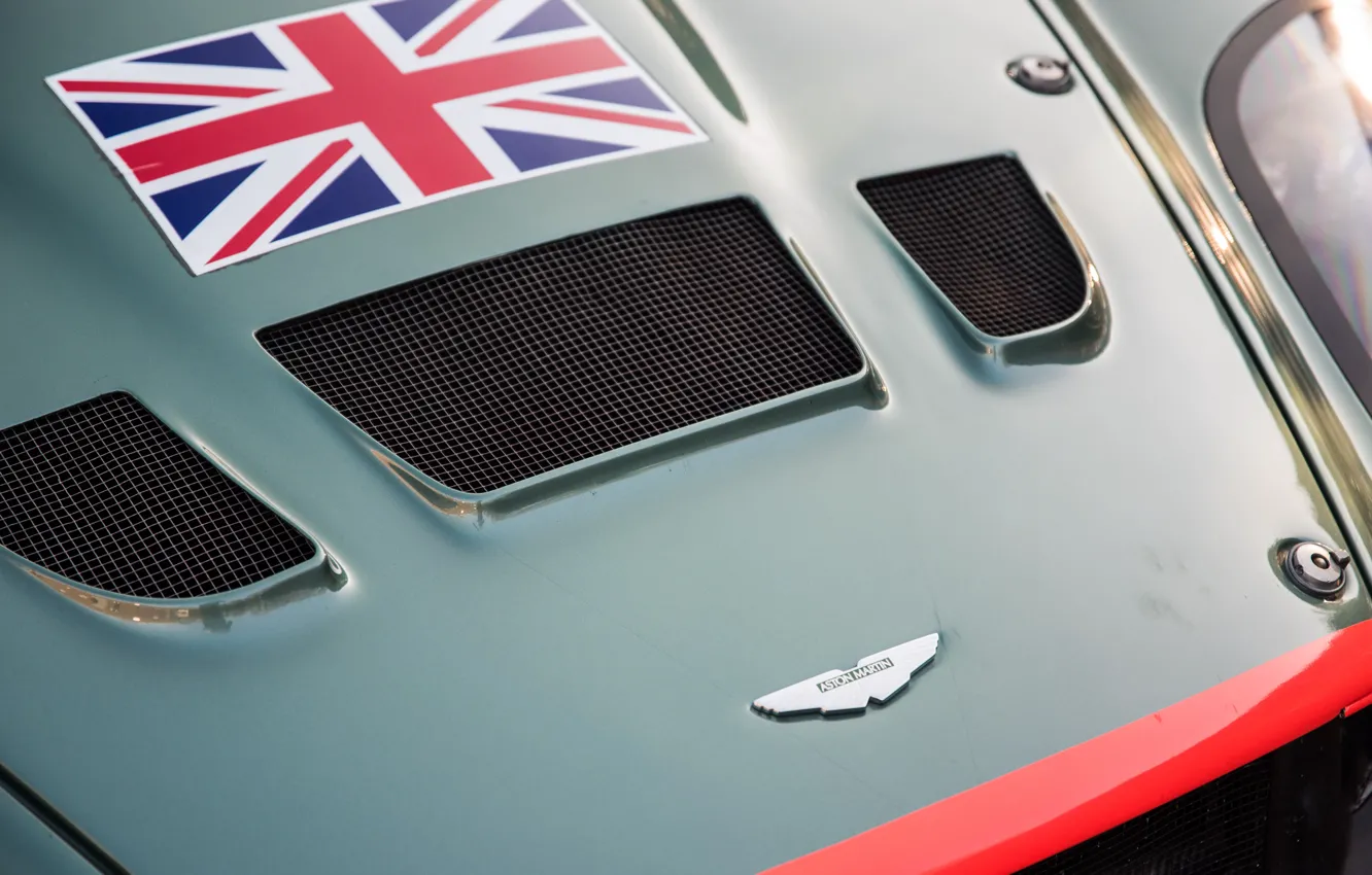 Photo wallpaper Flag, The hood, Logo, Aston Martin DBRS9