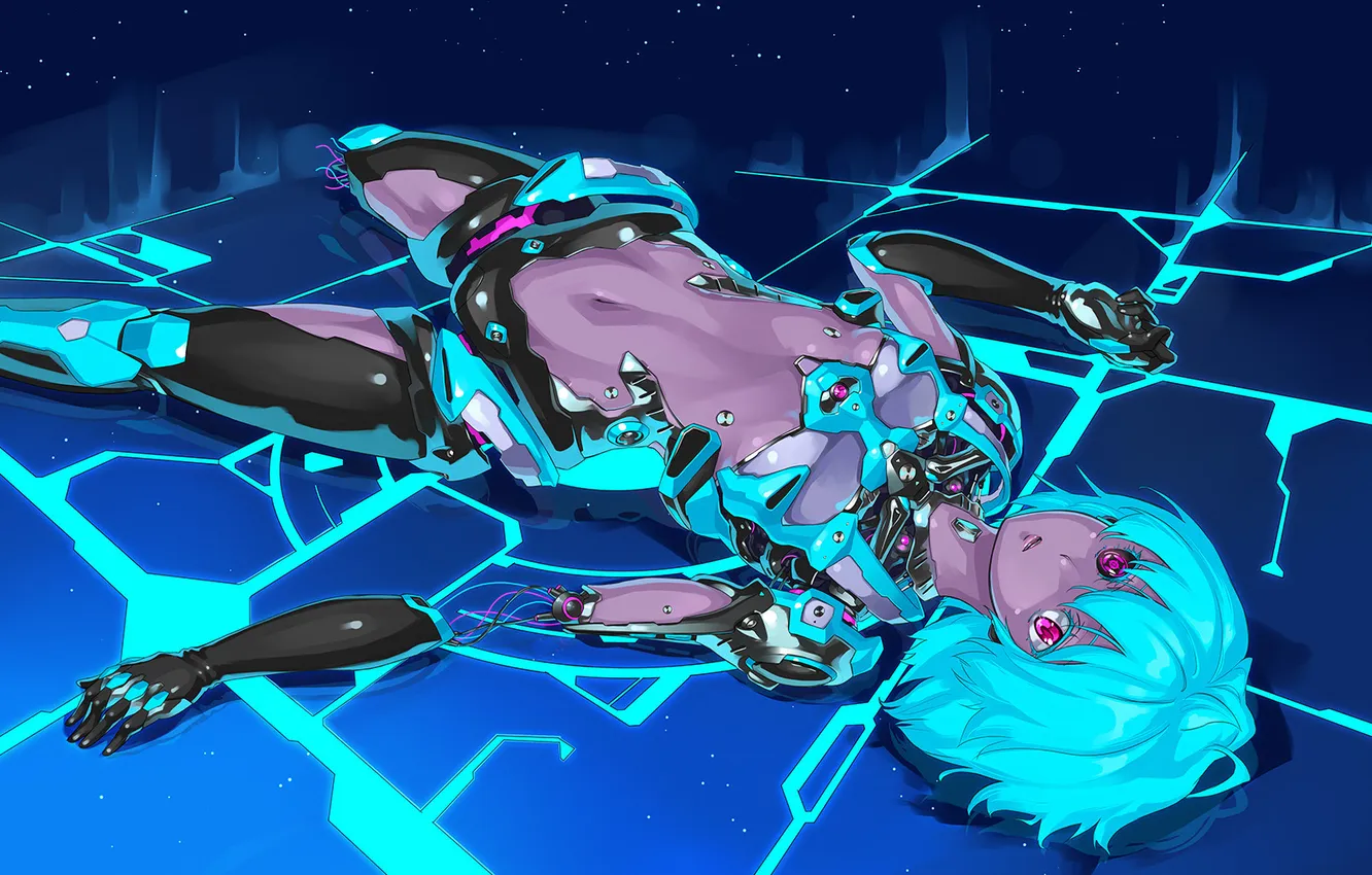 Photo wallpaper look, girl, cyborg