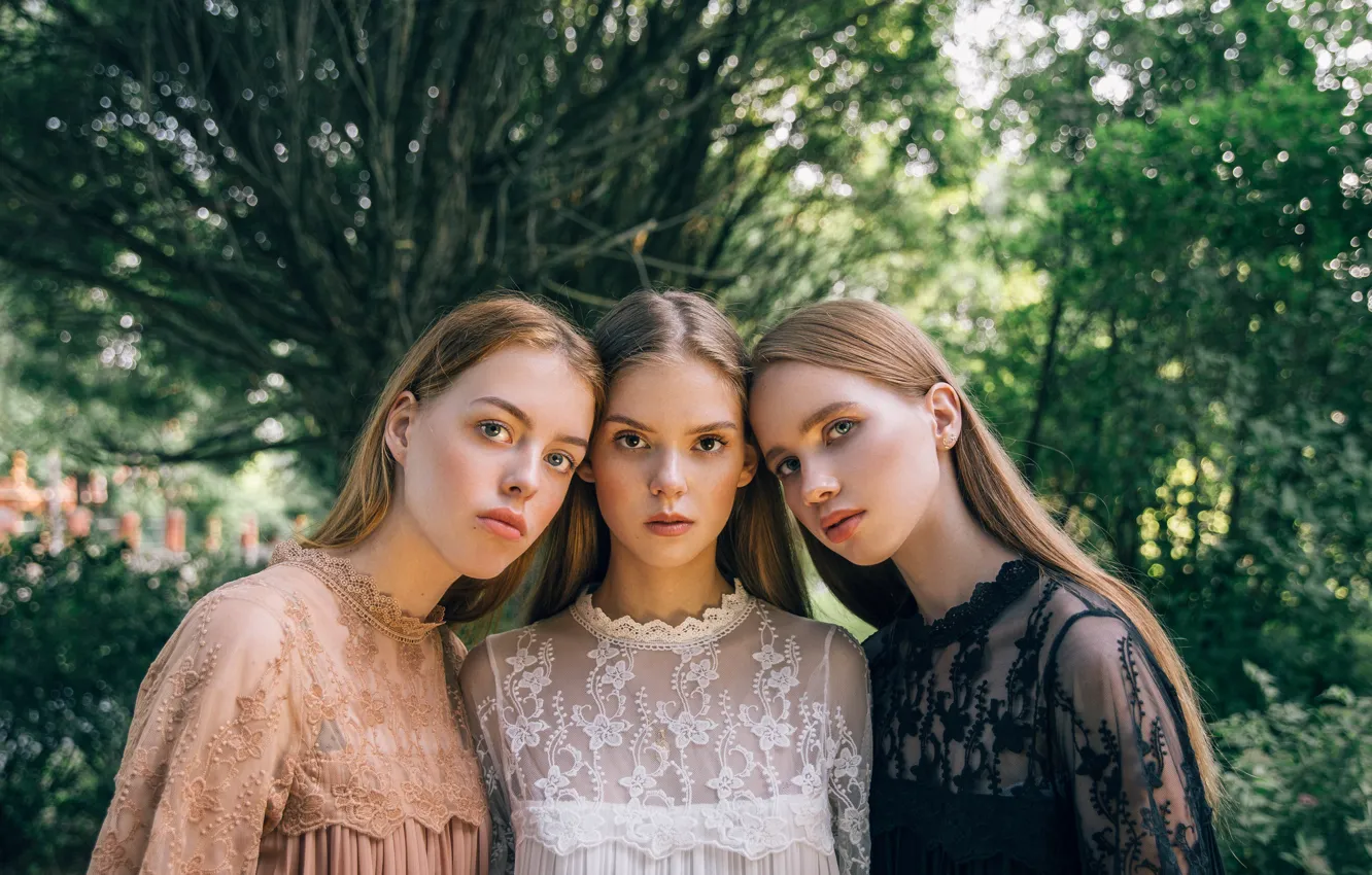 Photo wallpaper girl, portrait, three girls, Olga Antonova