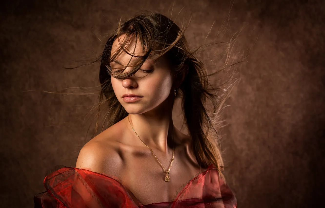 Photo wallpaper girl, hair, portrait, shoulders, Elise