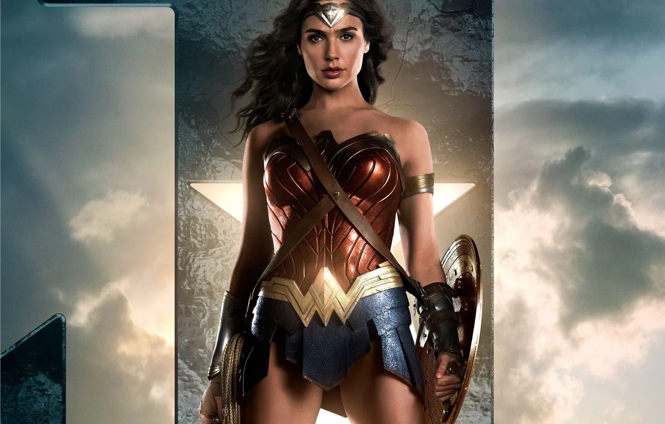 Photo wallpaper cinema, Wonder Woman, demigod, armor, movie, hero, film, shield