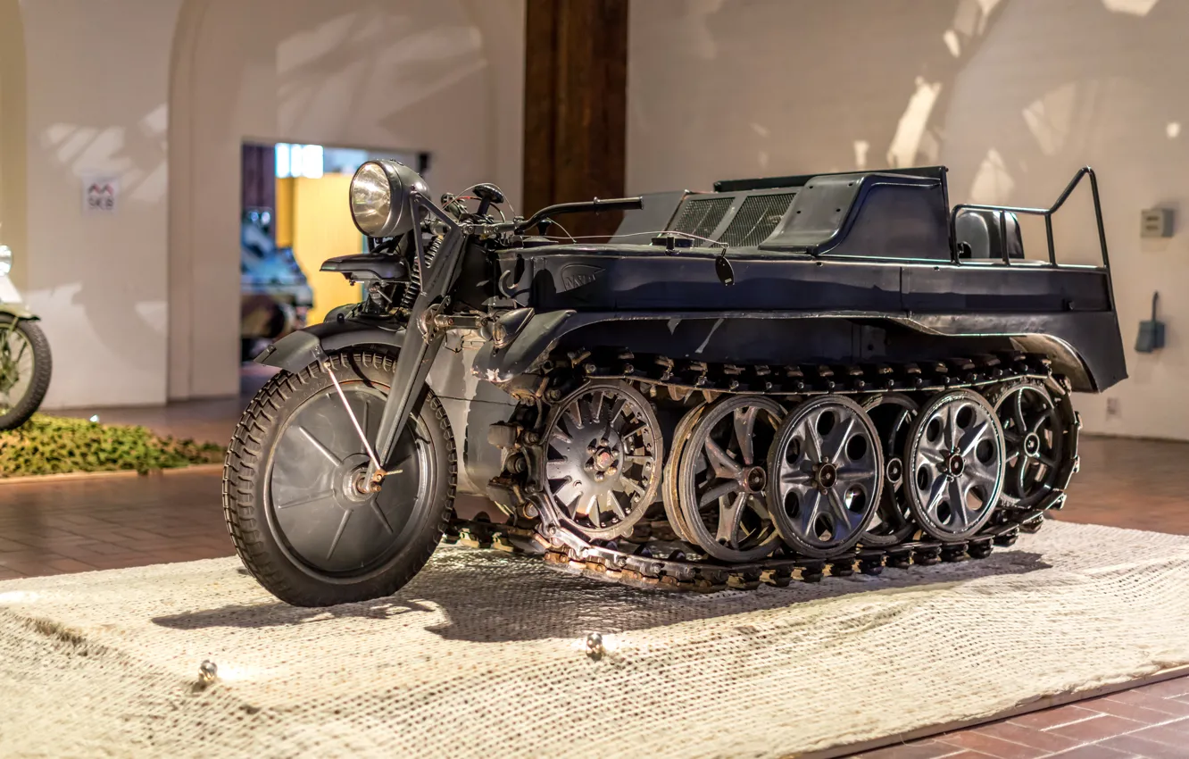 Photo wallpaper Germany, Museum, The second world war, exhibit, Kettenkrad HK 101, SdKfz 2, half-track motorcycle