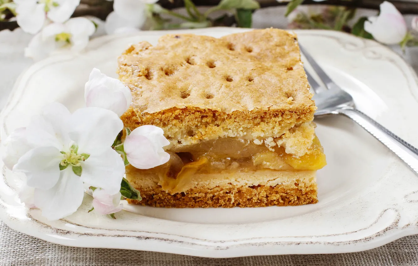 Photo wallpaper flowers, pie, Apple