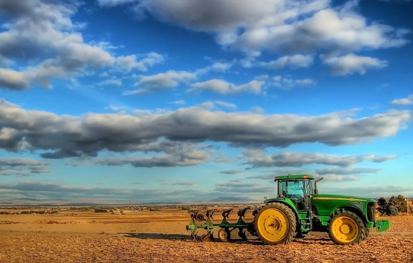 Photo wallpaper field, tractor, neul