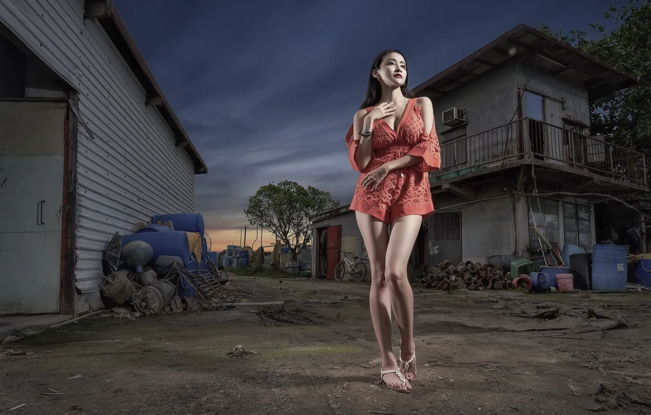 Photo wallpaper girl, pose, Asian
