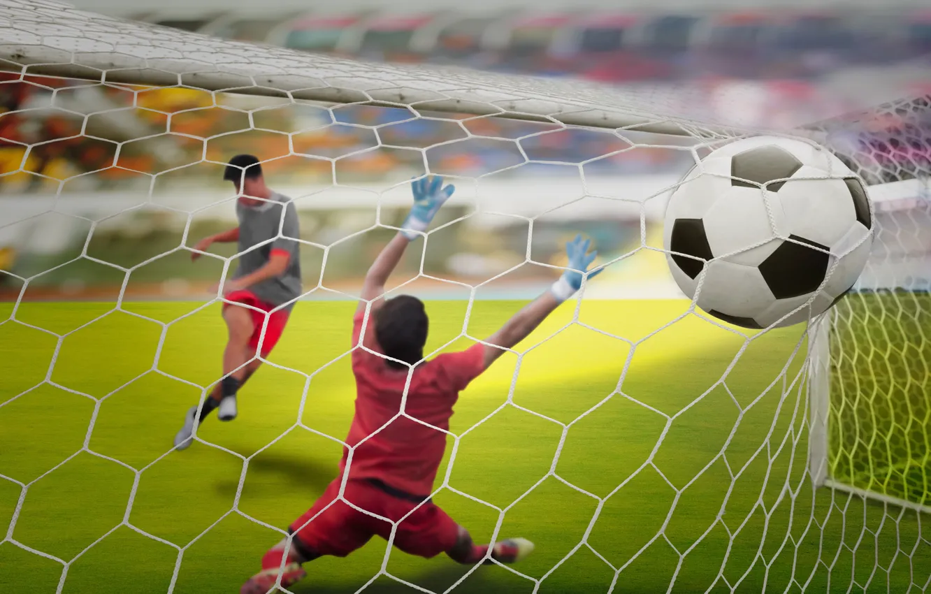 Photo wallpaper mesh, football, the ball, goalkeeper, player, goal