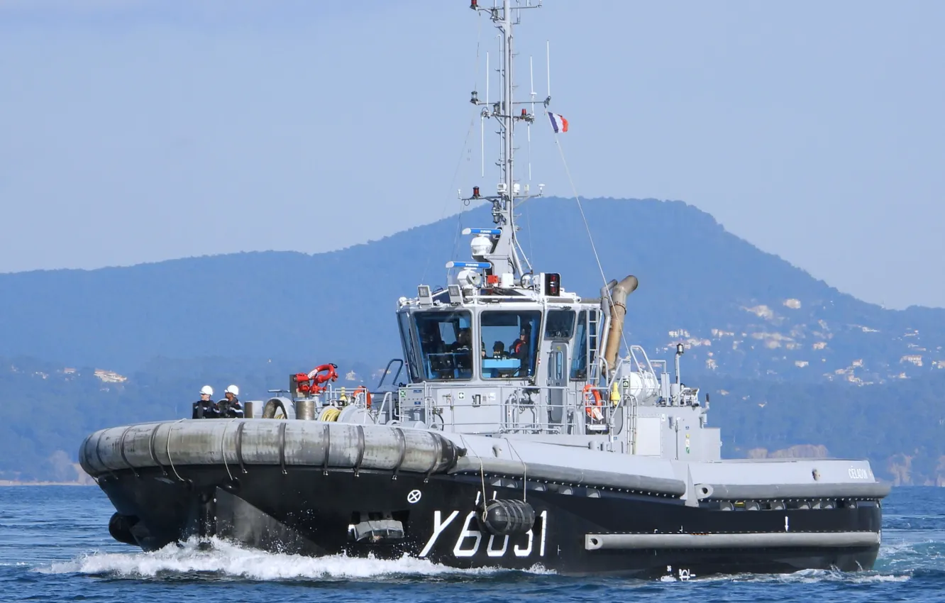 Photo wallpaper tug, sea, French Navy, Celadon