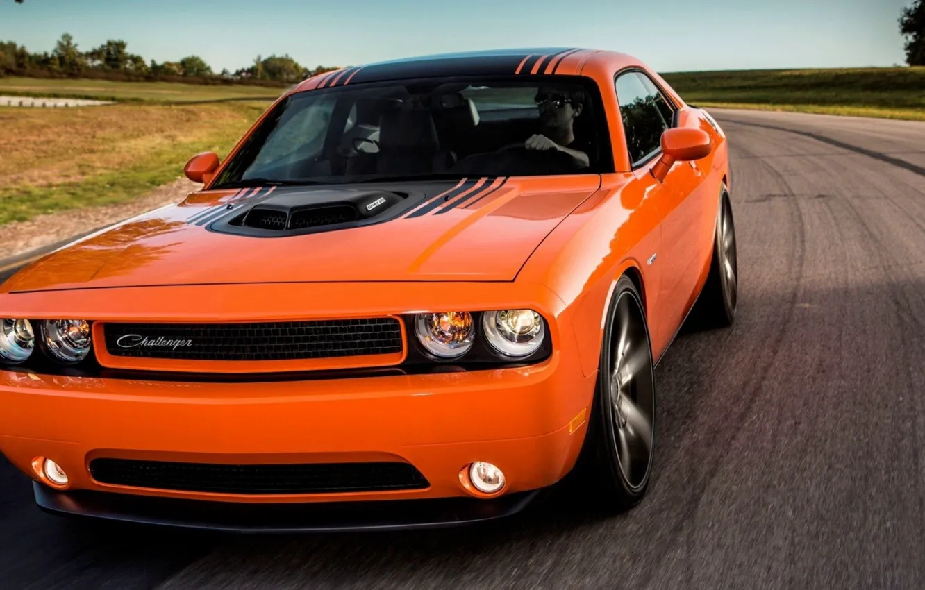 Photo wallpaper Muscle, Car, Dodge Challenger, Speed, Road, Vehicle