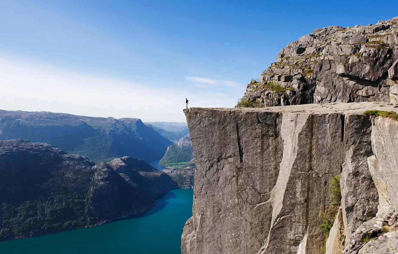 Photo wallpaper the sky, clouds, landscape, mountains, nature, lake, rocks, height