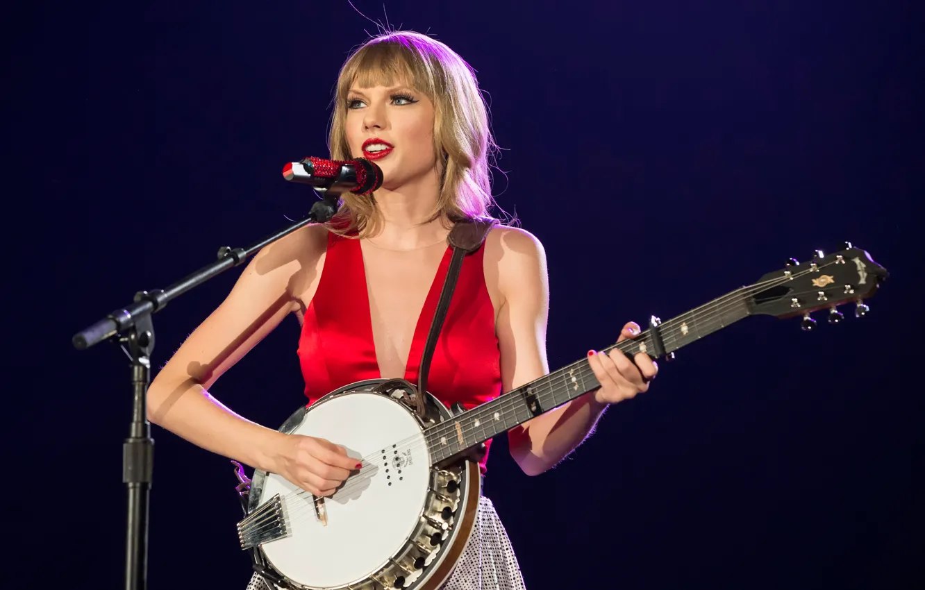 Photo wallpaper concert, microphone, Taylor Swift, banjo