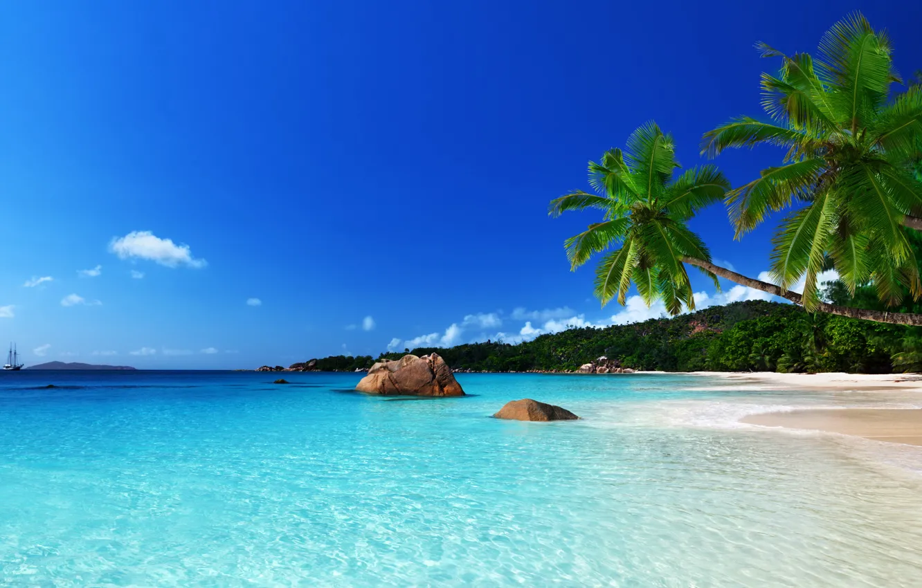 Photo wallpaper sand, sea, beach, the sun, tropics, the ocean, shore, island