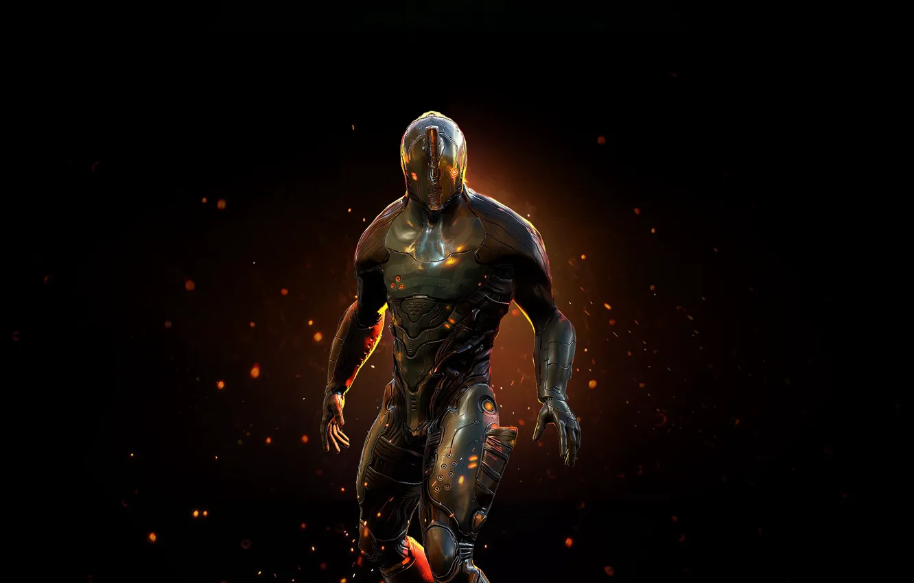 Photo wallpaper background, warrior, sparks, armor, Warframe