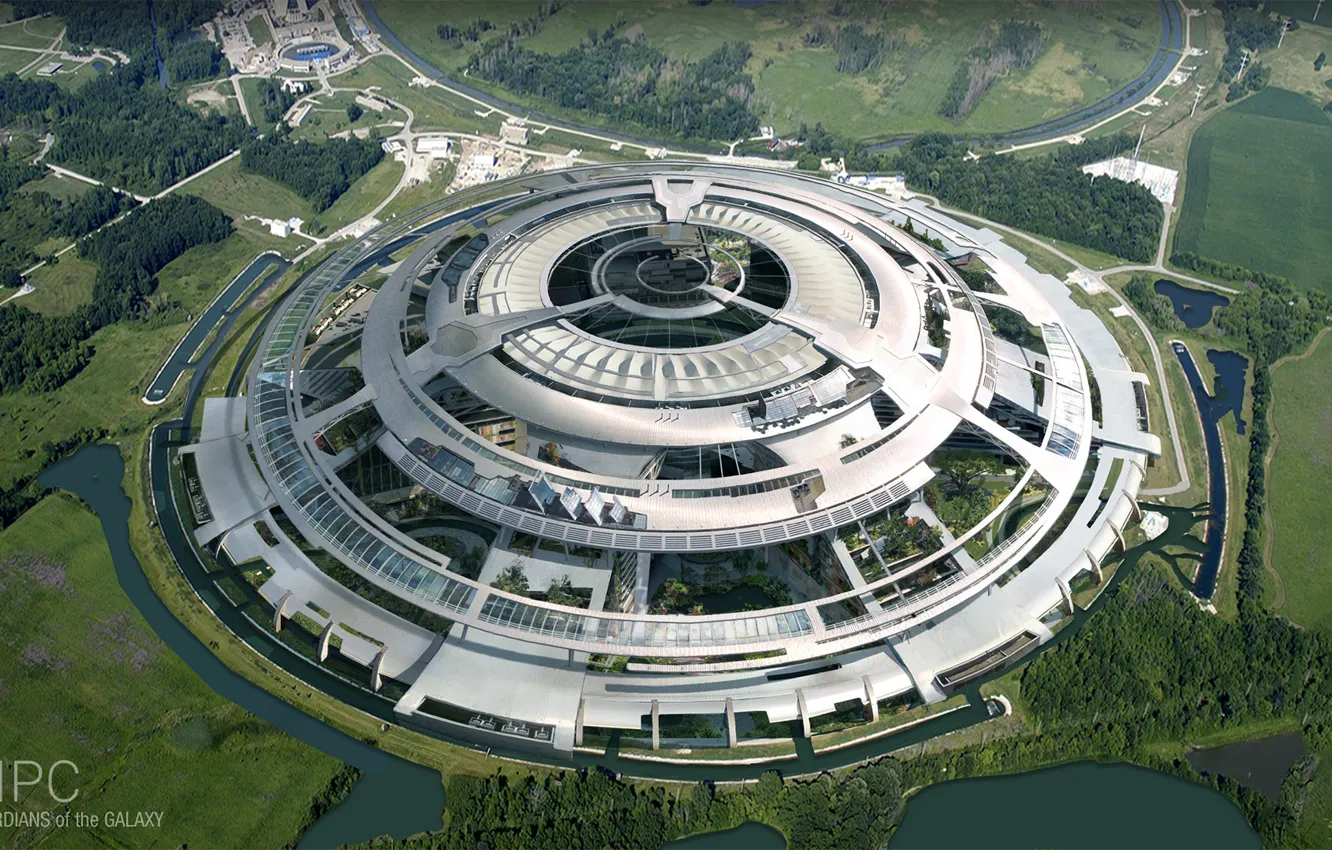 Photo wallpaper construction, Xandar city, circular building