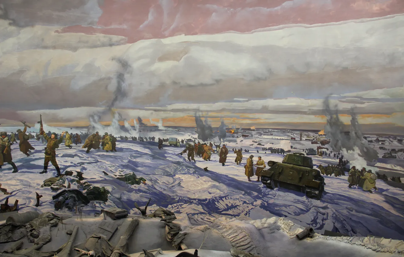 Photo wallpaper Winter, Snow, War, Picture, Moscow, Soldiers, Fragment, WWII