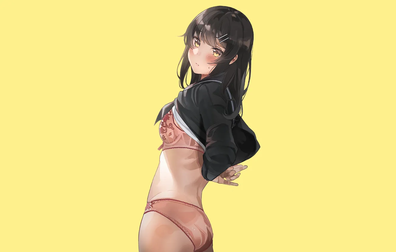 Photo wallpaper girl, sexy, bra, Anime, pretty, undressing, tan, pantries