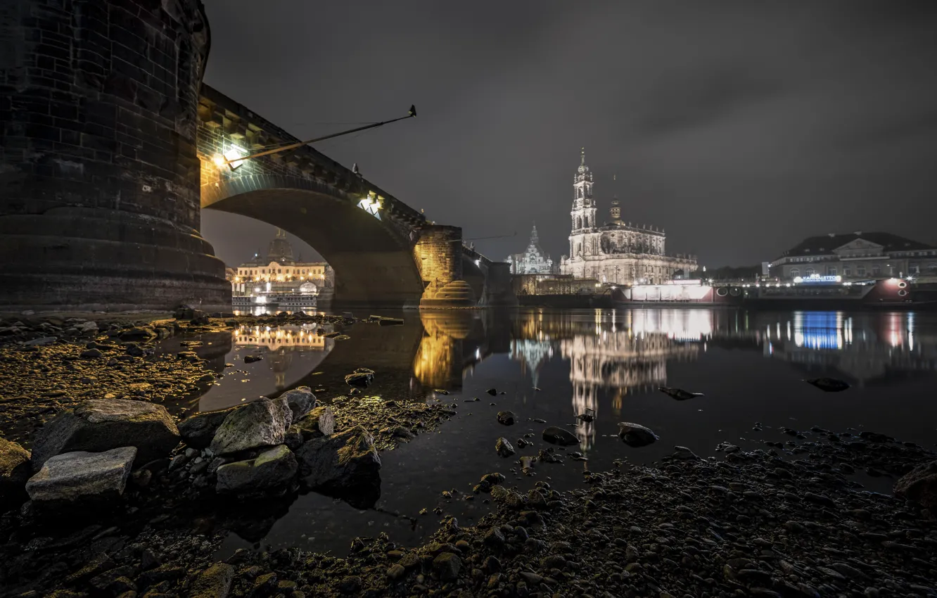 Photo wallpaper Dresden, Saxony, District-Free City Dresden, Augustus Bridge