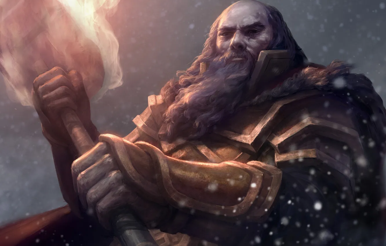 Photo wallpaper lights, hammer, warrior, the Lord of the rings, art, dwarf, lord of the rings, Thrain