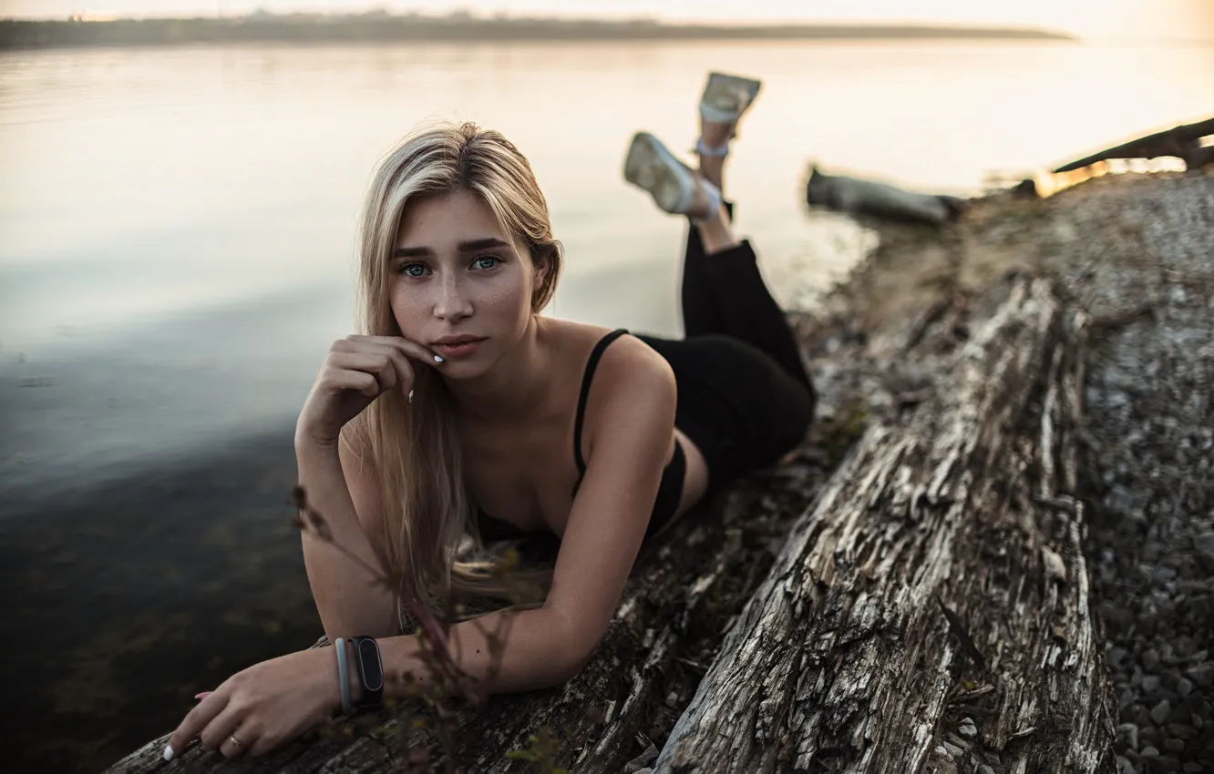 Photo wallpaper water, girl, pose, model, hair, blonde, Sasha Rusko, Anna Carpenter