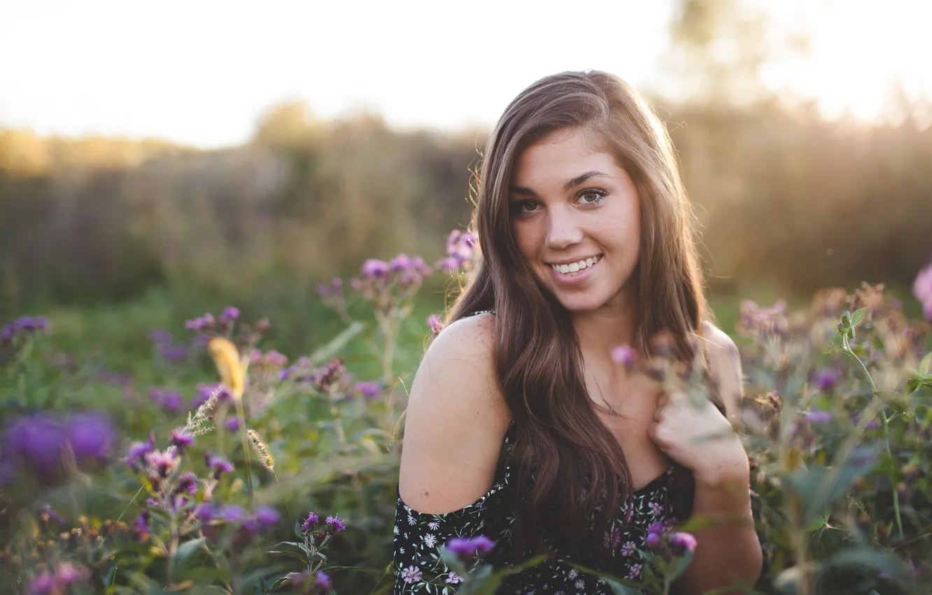 Photo wallpaper look, smile, Girl, the beauty