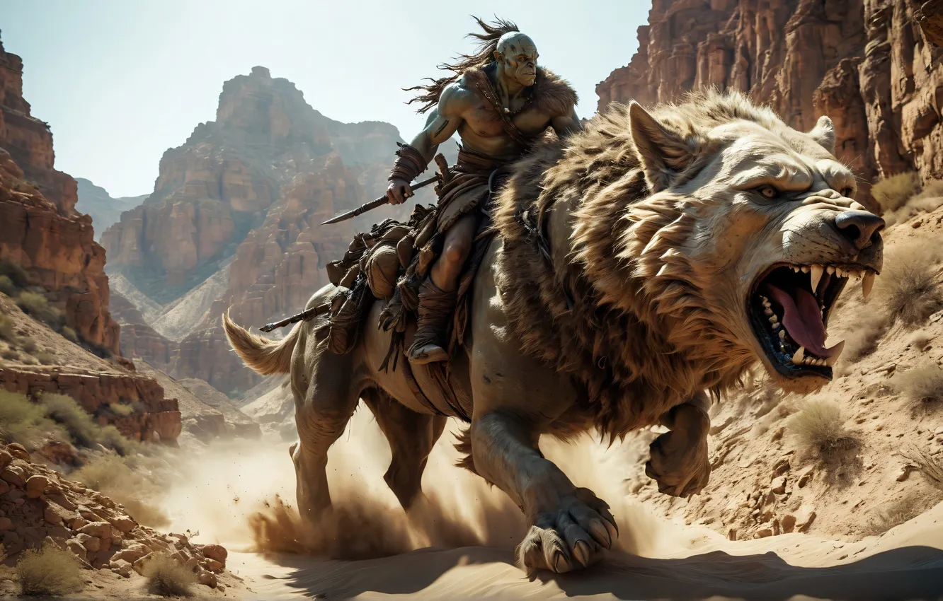 Photo wallpaper fantasy, wolf, Savage