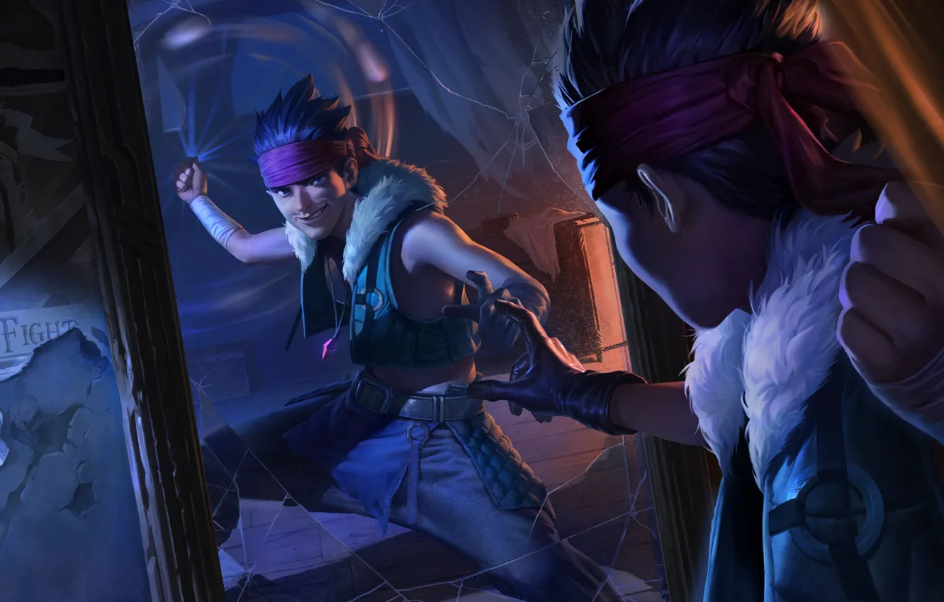 Photo wallpaper mirror, guy, Draven, Legends of Runeterra
